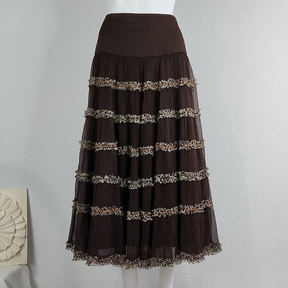 Deadstock Laundry by Shelli Segal Silk Midi Skirt Size 2 - Picture 1 of 8